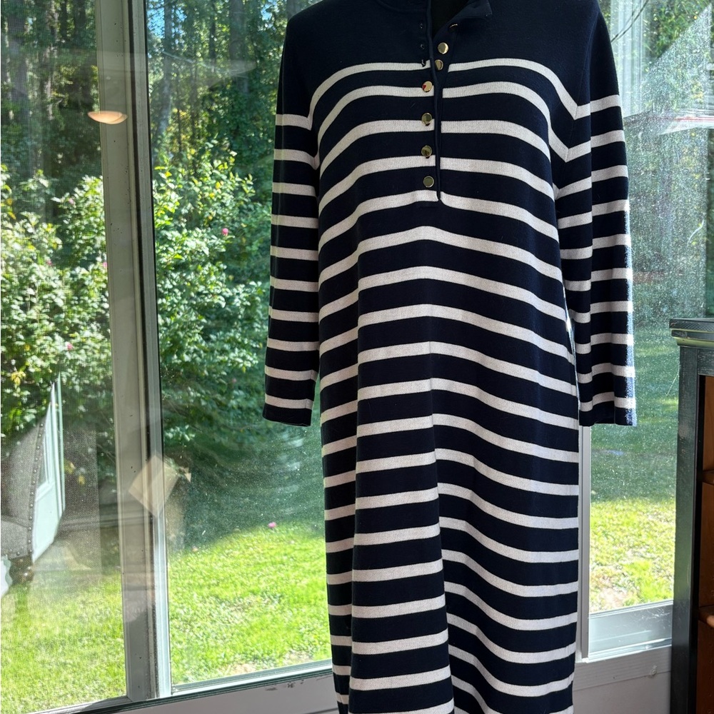 J McLaughlin Navy and White Striped Women's Dress